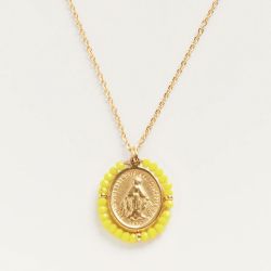 Palas Collier médaille Santa Maria Jaune