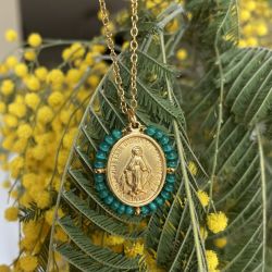 Palas Collier médaille Santa Maria Vert Tiffany