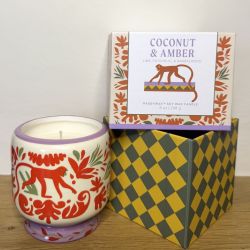 Bougie Parfumée Adopo "Jungle" peinte à la main - Coco et Ambre