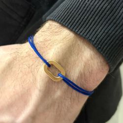 Bracelet petit maillon plat Or - Bleu