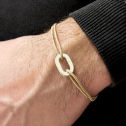 Bracelet petit maillon plat - Beige