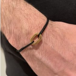 Bracelet petit maillon plat Or - Noir