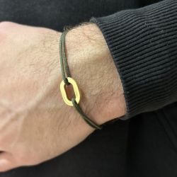 Bracelet petit maillon plat Or - Kaki