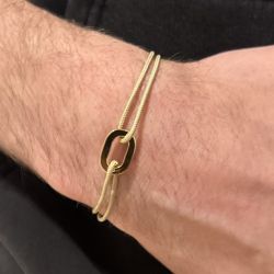 Bracelet petit maillon plat Or - Beige