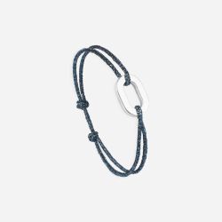 Bracelet petit maillon plat - Bleu lurex