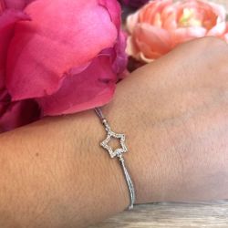 Bracelet élastique argent Etoile strass