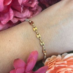 Bracelet élastique or Chaine grain café