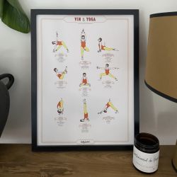 Affiche illustrées "Vin & Yoga" homme