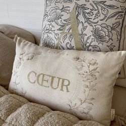 Coussin 30x50 - Broderie Coeur Boncoeurs