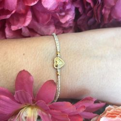 Bracelet élastique or Coeur doré bordé