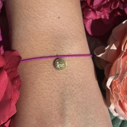 Bracelet élastique fuchsia Love or