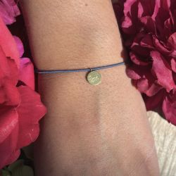 Bracelet élastique bleu Love or
