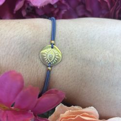 Bracelet élastique bleu nuit Oeil or