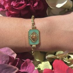 Bracelet scapulaire vert clair coeur