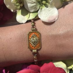 Bracelet scapulaire orange coeur 