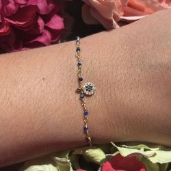 Bracelet chaîne bleu pampille 