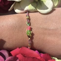 Bracelet poisson vert rose