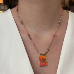 Collier scapulaire orange oeil 