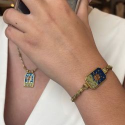 Bracelet scapulaire Soleil Bleu vert