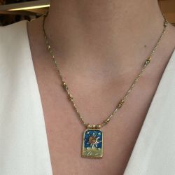 Collier scapulaire bleu vert soleil