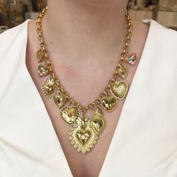 Gros Collier Coeurs doré