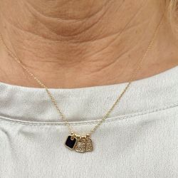 Collier Trio carré Noir Champagne Poëmia