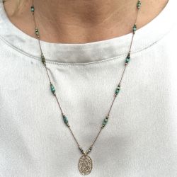Sautoir Collier Anna Turquoise galet