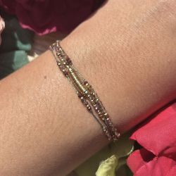 Bracelet Anna 3 tours Kaki Poëmia