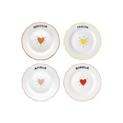 Set de 4 Assiettes dessert Coeur