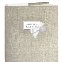 Livre d'or Baptême - Lin naturel