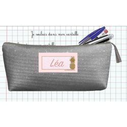 Trousse Scolaire Personnalisée - Scintillant gris