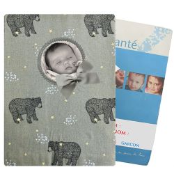 Protège Carnet de santé personnalisé - Ours kaki