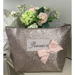 Trousse de Toilette Femme - Paillette taupe