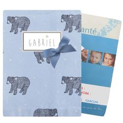 Protège Carnet de santé personnalisé - Ours bleu