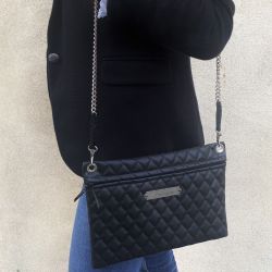 Sac Pochette Personnalisé - Matelassé Noir