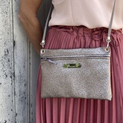 Sac Pochette Personnalisé - Paillette taupe
