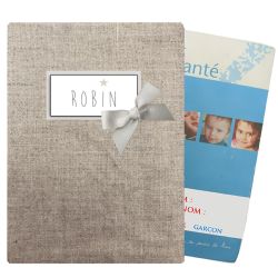 Protège Carnet de santé  personnalisé -  Lin enduit