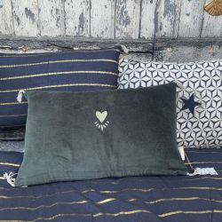 Coussin 50x30 - Coussin velours carbone
