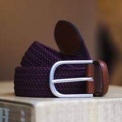 Ceinture tressée élastique - bordeaux
