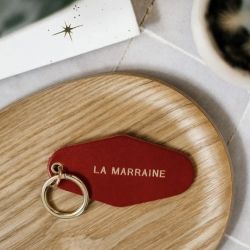 Porte clé en cuir - La marraine