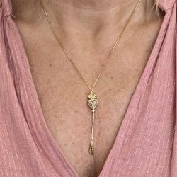 Collier écharpe coeur - or pailleté
