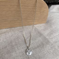 Collier argent petite Goutte - argent pailleté 