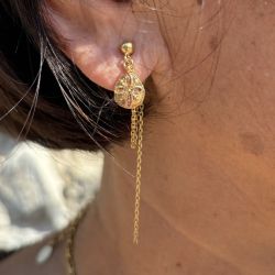 Boucle d'oreille goutte émaillé - or pailleté