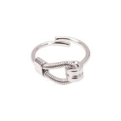 Bague ajustable en corde de basse - argent 