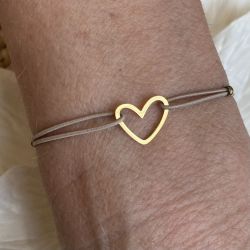 Bracelet élastique taupe Coeur or
