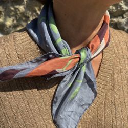 Mini Foulard en Soie Kasbah bleu