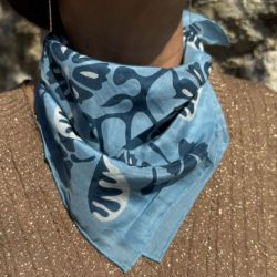 Mini Foulard en Soie Tahiti bleu