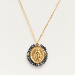 Palas Collier médaille Santa Maria Bleu Hématite