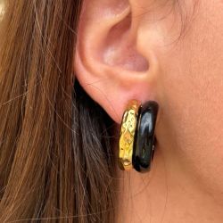 Boucles d'oreilles Créole - Noir et Or