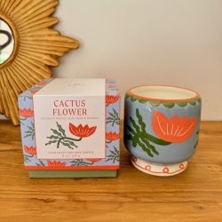 Bougie Parfumée Adopo "Fleur" peinte à la main - Fleur de cactus